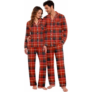 Ekouaer Matching Pajamas for Couples Long Sleeve Pjs Set Cozy Loungewear(Christmas Plaid)