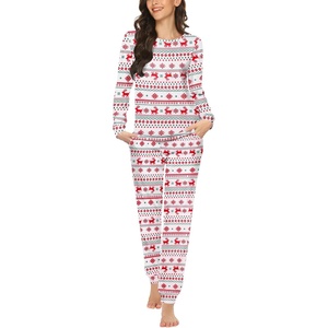 Ekouaer Womens Jogger Pajama Sets Long Sleeve Sleepwear Lounge Sets XS-XXL(Christmas Red and White)