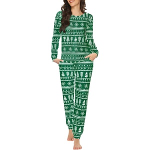 Ekouaer Womens Jogger Pajama Sets Long Sleeve Sleepwear Lounge Sets XS-XXL(Green Christmas Tree)