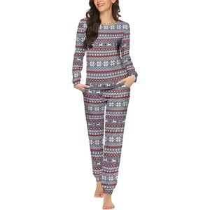 Ekouaer Womens Jogger Pajama Sets Long Sleeve Sleepwear Lounge Sets XS-XXL(Grey Christmas Print)