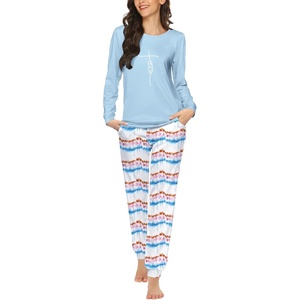 Ekouaer Womens Jogger Pajama Sets Long Sleeve Sleepwear Lounge Sets XS-XXL(Ombre Blue)