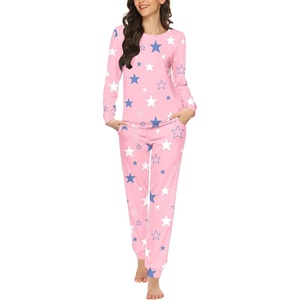 Ekouaer Womens Jogger Pajama Sets Long Sleeve Sleepwear Lounge Sets XS-XXL(Pink Stars)
