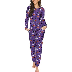 Ekouaer Womens Jogger Pajama Sets Long Sleeve Sleepwear Lounge Sets XS-XXL(Purple Halloween Print)