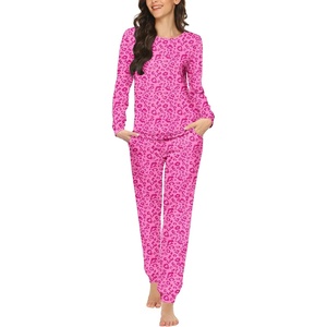 Ekouaer Womens Jogger Pajama Sets Long Sleeve Sleepwear Lounge Sets XS-XXL(Rose Red Leopard Print)