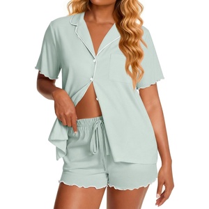 Ekouaer Womens Pajama Sets Bamboo Viscose Button Up Pjs 2 Piece Lounge Set(Sage Green)