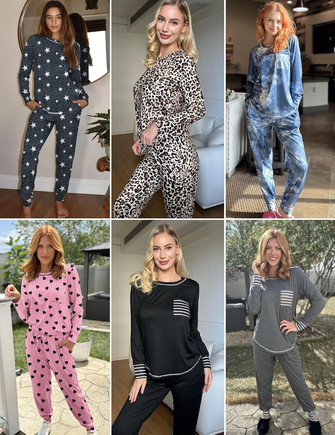 image:imageEkouaer Pajamas Womens Long Sleeve Pj Set Soft 2 Piece Lounge SetsGreen Snowflakes