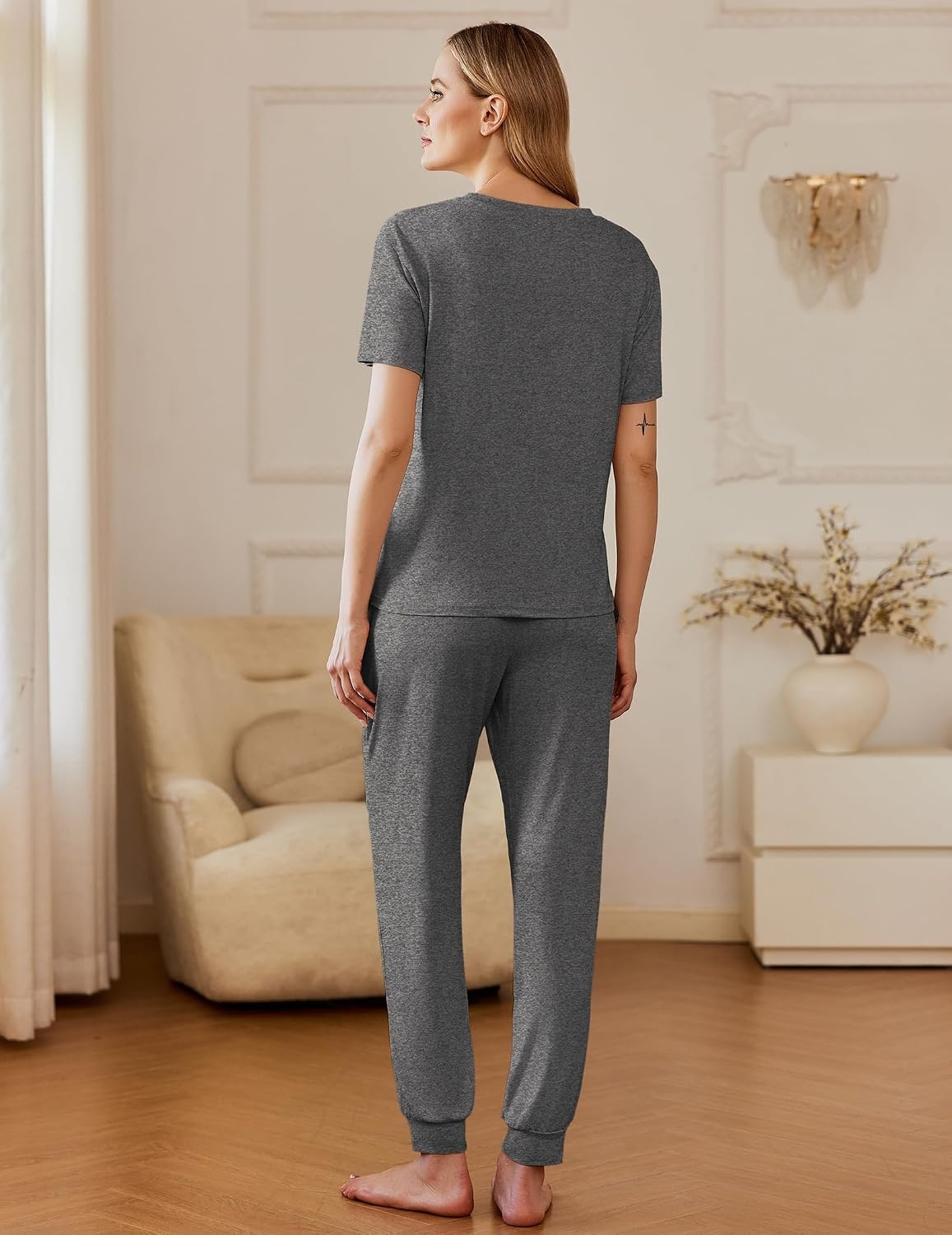 image:imageEkouaer Pajamas for Women Set 2 Pack Lounge SetBlackdark Gray