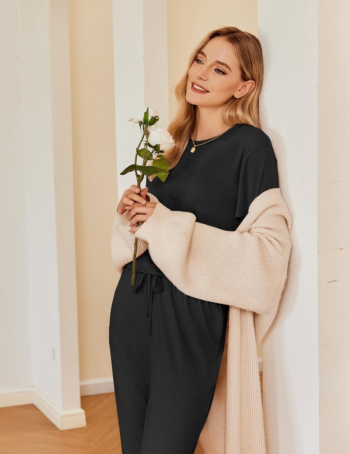 image:imageEkouaer Pajamas for Women Set 2 Pack Lounge SetBlackdark Gray