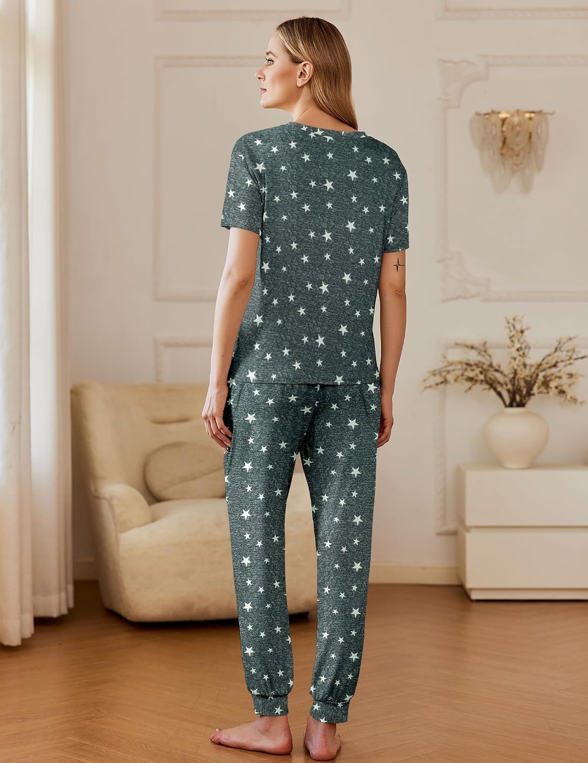 image:imageEkouaer Pajamas for Women Set 2 Pack Lounge SetGrey Starblack
