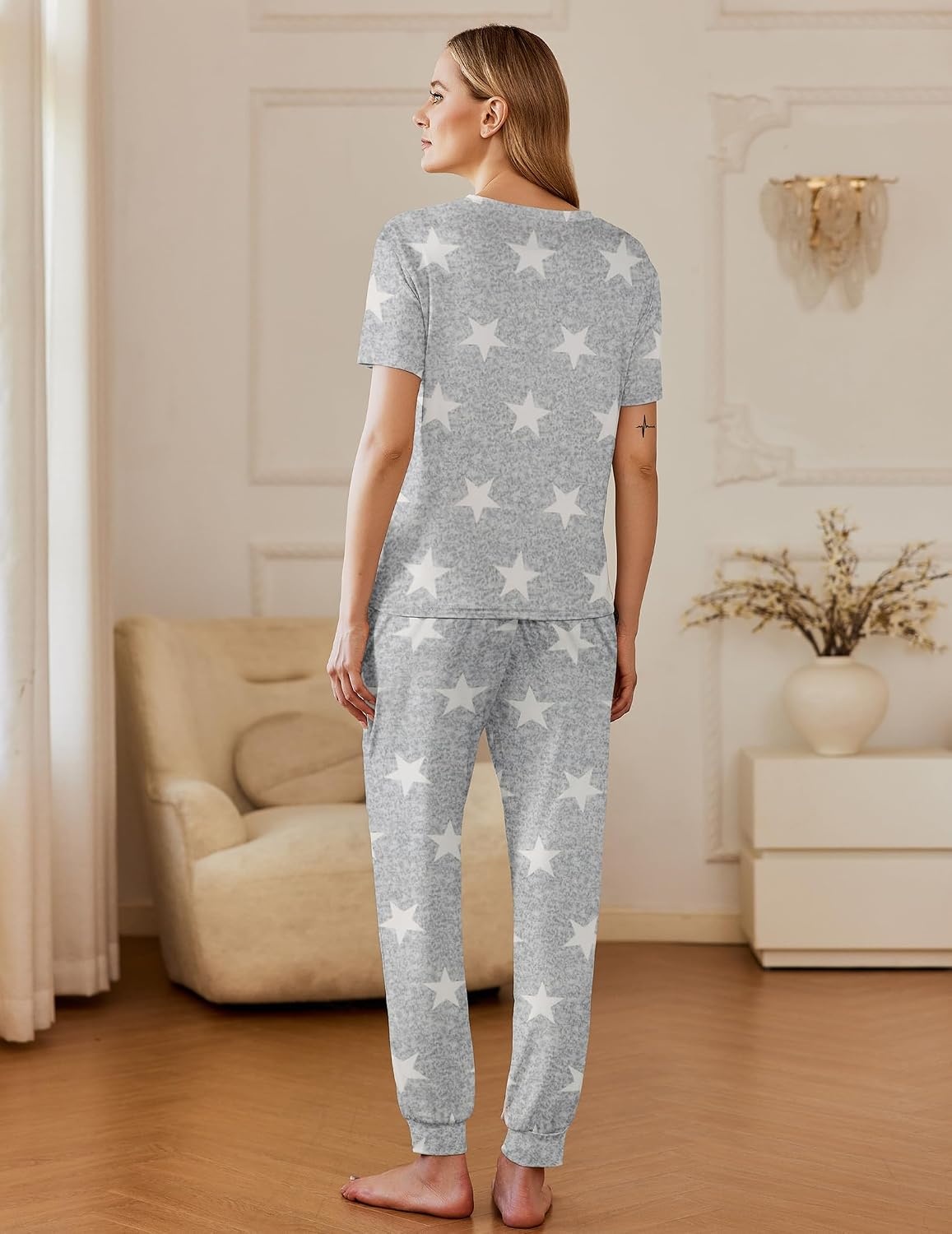 image:imageEkouaer Pajamas for Women Set 2 Pack Lounge SetLight Gray Stardark Gray
