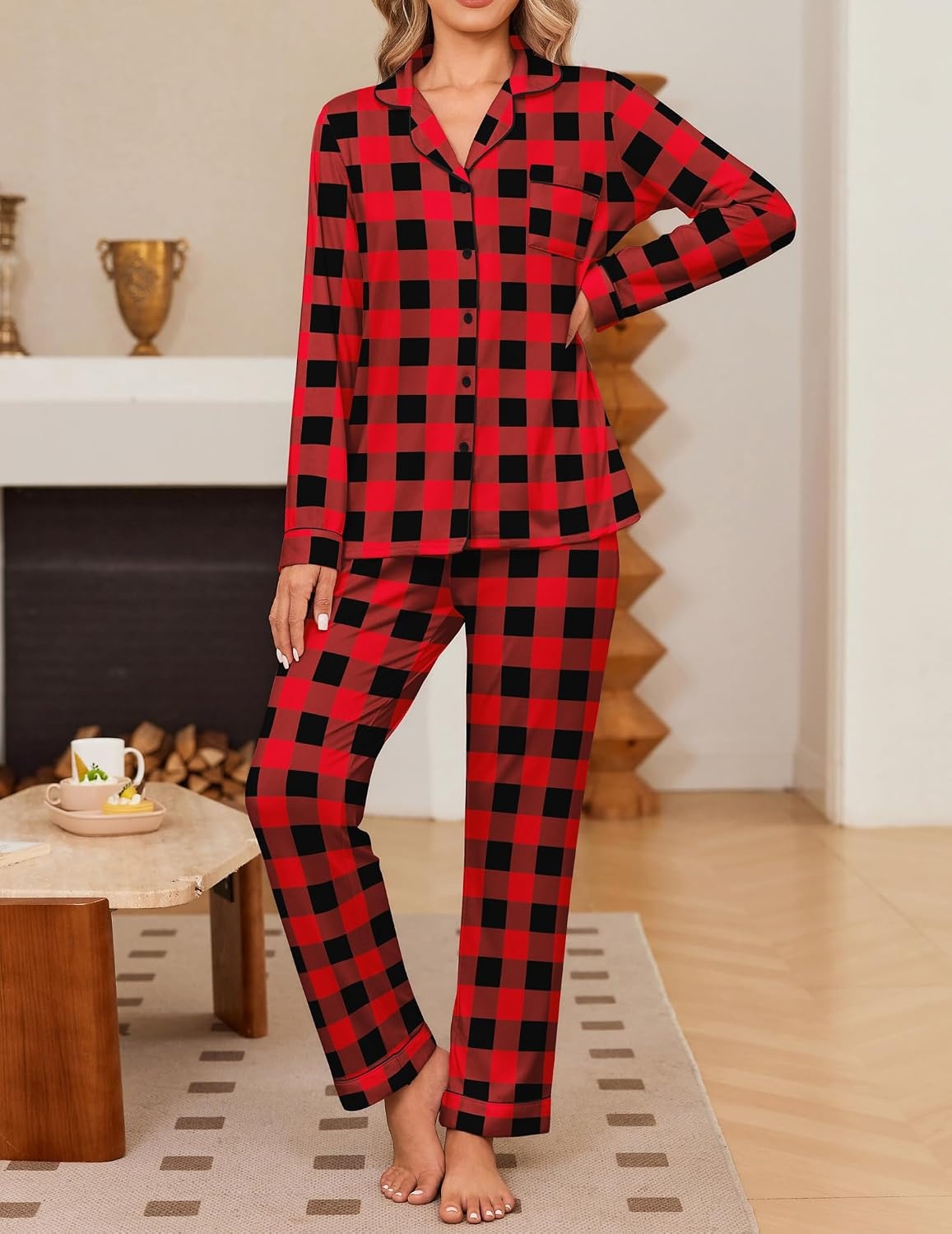 image:imageEkouaer Womens Pajama Sets Button Down Long Sleeve amp Pants loungewear