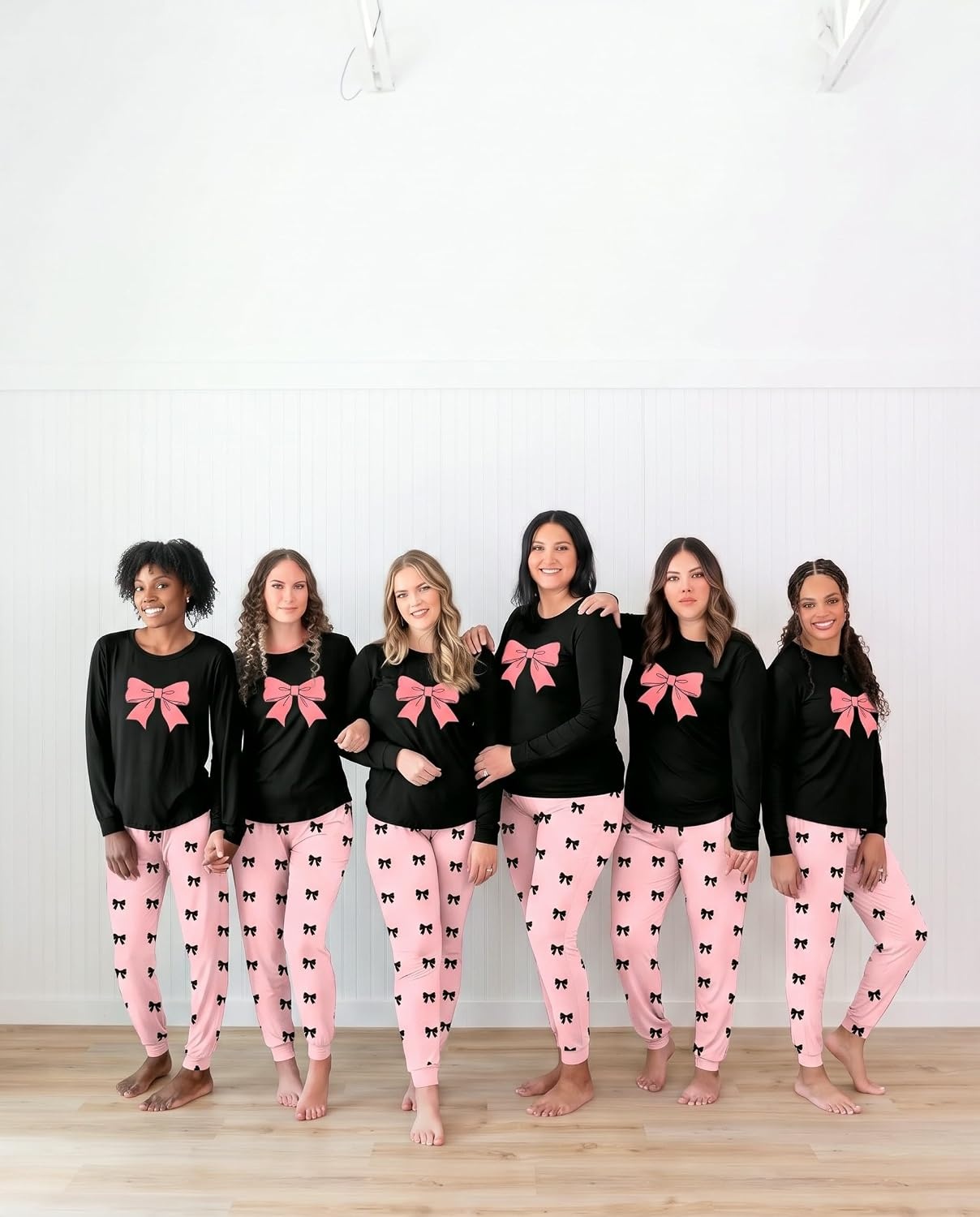 image:imageEkouaer Womens Pajama Sets Long Sleeve Jogger Pj Sets with Pockets XSXXLPink Bow