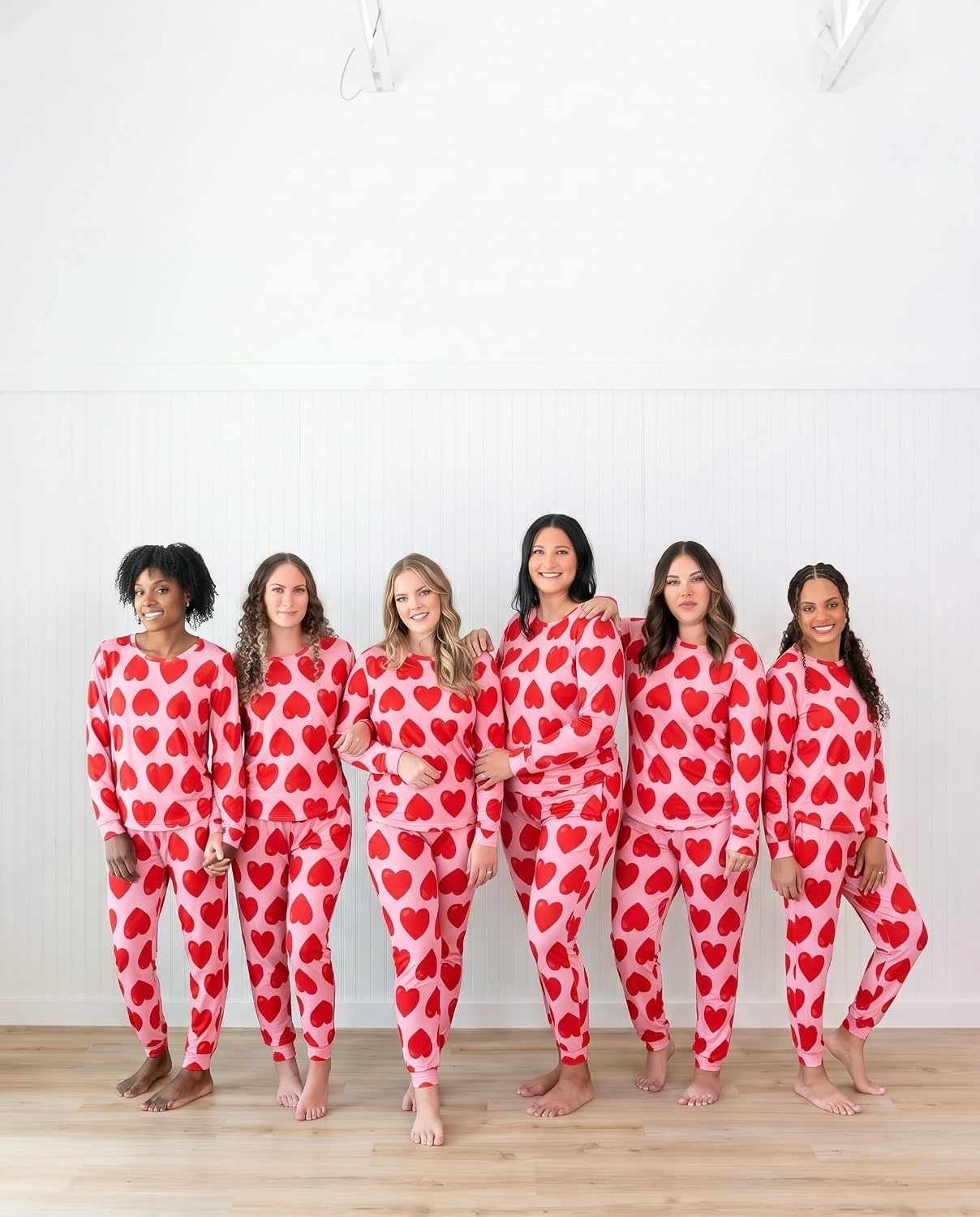 image:imageEkouaer Womens Pajama Sets Long Sleeve Jogger Pj Sets with Pockets XSXXLRed Heart