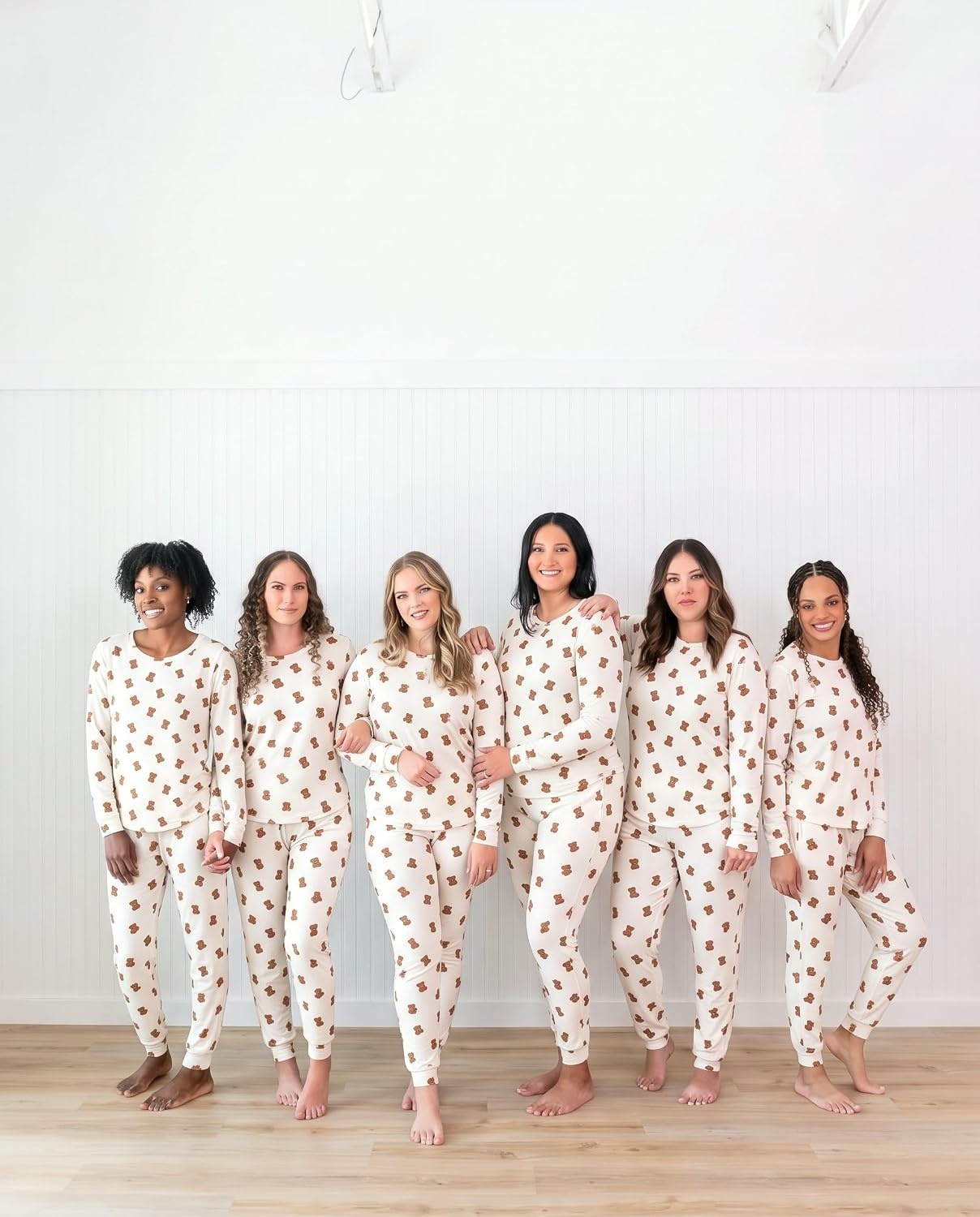 image:imageEkouaer Womens Pajama Sets Long Sleeve Jogger Pj Sets with Pockets XSXXLWhite Cute Bear