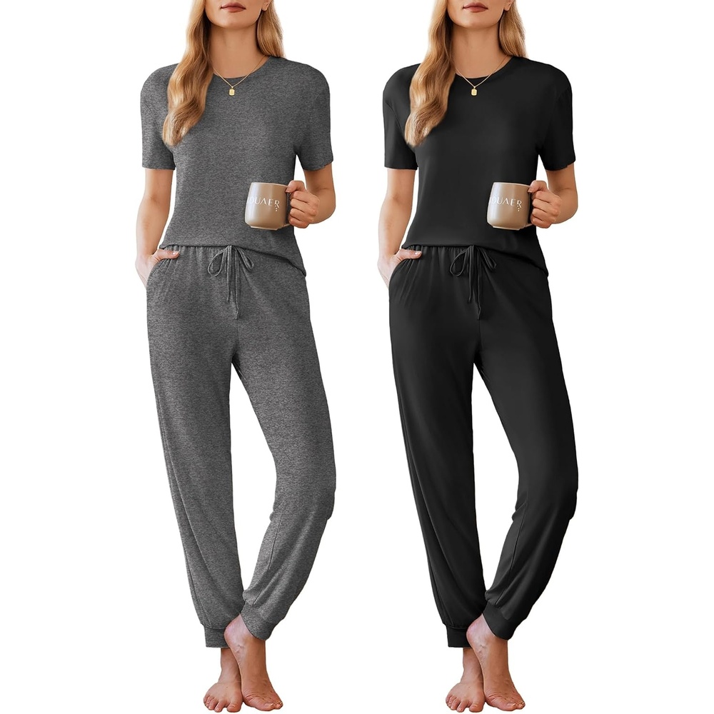 image:imageEkouaer Pajamas for Women Set 2 Pack Lounge SetBlackdark Gray