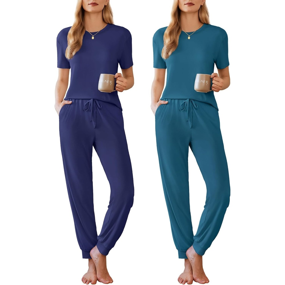 image:imageEkouaer Pajamas for Women Set 2 Pack Lounge SetBlue Greennavy Bule