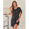 Ekouaer 2 Pack Nightgowns for Women Sleepshirt Short Sleeve Night Shirts(Black Star+wine Red)