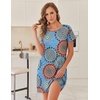 Ekouaer 2 Pack Nightgowns for Women Sleepshirt Short Sleeve Night Shirts(Blue Boho+maroon)