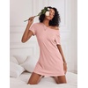 Ekouaer 2 Pack Nightgowns for Women Sleepshirt Short Sleeve Night Shirts(Blue Star+pink)