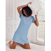 Ekouaer 2 Pack Nightgowns for Women Sleepshirt Short Sleeve Night Shirts(Dusty Blue+ligt Blue)