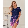 Ekouaer 2 Pack Nightgowns for Women Sleepshirt Short Sleeve Night Shirts(Floral+pink)