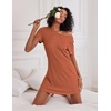 Ekouaer 2 Pack Nightgowns for Women Sleepshirt Short Sleeve Night Shirts(Flower+caramel)