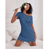Ekouaer 2 Pack Nightgowns for Women Sleepshirt Short Sleeve Night Shirts(Mauve+blue)