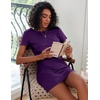Ekouaer 2 Pack Nightgowns for Women Sleepshirt Short Sleeve Night Shirts(Navy Blue+dark Purple)