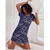Ekouaer 2 Pack Nightgowns for Women Sleepshirt Short Sleeve Night Shirts(Navy White Stripe+black White Stripe)