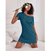 Ekouaer 2 Pack Nightgowns for Women Sleepshirt Short Sleeve Night Shirts(Orange Red+blue Green)