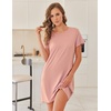 Ekouaer 2 Pack Nightgowns for Women Sleepshirt Short Sleeve Night Shirts(Orange Red+blue Green)