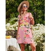 Ekouaer 2 Pack Nightgowns for Women Sleepshirt Short Sleeve Night Shirts(Pink Flower+blue Flower)