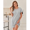 Ekouaer 2 Pack Nightgowns for Women Sleepshirt Short Sleeve Night Shirts(Pink Tie Dye+grey Stripe)