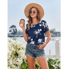 Ekouaer 2 Pack Nightgowns for Women Sleepshirt Short Sleeve Night Shirts(Purple Flower+navy Blue Flower)