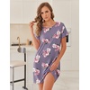 Ekouaer 2 Pack Nightgowns for Women Sleepshirt Short Sleeve Night Shirts(Purple Flower+navy Blue Flower)