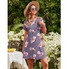Ekouaer 2 Pack Nightgowns for Women Sleepshirt Short Sleeve Night Shirts(Purple Flower+navy Blue Flower)