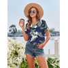 Ekouaer 2 Pack Nightgowns for Women Sleepshirt Short Sleeve Night Shirts(Tropical Leaf+navy Blue)