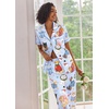 Ekouaer 2 Piece Satin Short Sleeve Pajamas Set Button Down Sleepwear(Blue Cats)