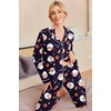 Ekouaer Pajamas Womens Long Sleeve Sleepwear Button Down Loungewear Pjs Set(Christmas Navy Santa)