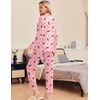 Ekouaer Pajamas Womens Long Sleeve Sleepwear Button Down Loungewear Pjs Set(Christmas Pink Gingerbread Man)