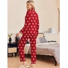 Ekouaer Pajamas Womens Long Sleeve Sleepwear Button Down Loungewear Pjs Set(Christmas Red Snowflake)