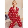 Ekouaer Pajamas Womens Long Sleeve Sleepwear Button Down Loungewear Pjs Set(Christmas Red Snowflake)