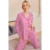 Ekouaer Pajamas Womens Long Sleeve Sleepwear Button Down Loungewear Pjs Set(Christmas Rose Striped)