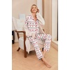 Ekouaer Pajamas Womens Long Sleeve Sleepwear Button Down Loungewear Pjs Set(Christmas White Red)