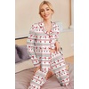 Ekouaer Pajamas Womens Long Sleeve Sleepwear Button Down Loungewear Pjs Set(Christmas White Red)
