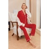 Ekouaer Pajamas Womens Long Sleeve Sleepwear Button Down Loungewear Pjs Set(Red With White Dots)
