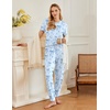 Ekouaer Pajamas for Women Set 2 Pack Lounge Set(Blue Bow+pink Cherry)