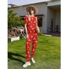 Ekouaer Pajamas for Women Set 2 Pack Lounge Set(Green Christmas+red Deer)
