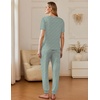 Ekouaer Pajamas for Women Set 2 Pack Lounge Set(Green Stripe+red Heart)