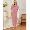 Ekouaer Pajamas for Women Set 2 Pack Lounge Set(Light Gray Stripe+red Stripe)